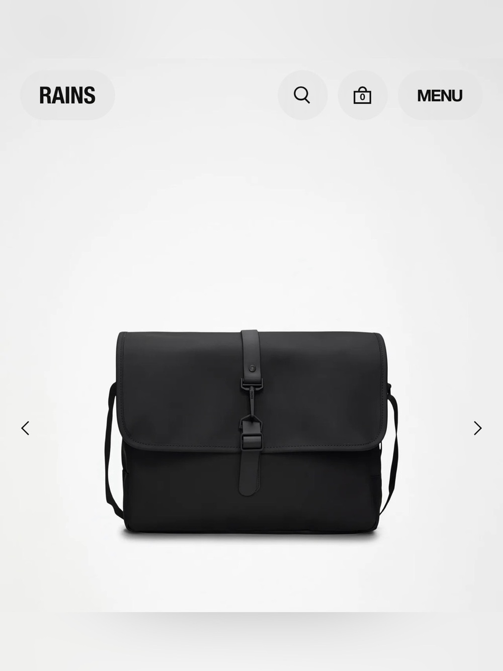 Rains Black Messenger Bag with Front Buckle